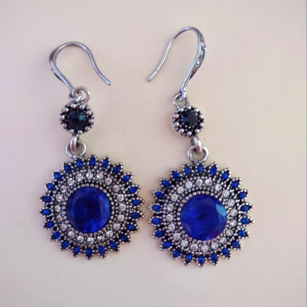 Elegant Blue and Silver Earrings